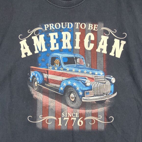 Fruit Of The Loom Men's Proud To Be American Graphic T-Shirt Black 2XL Cotton - Picture 4 of 12